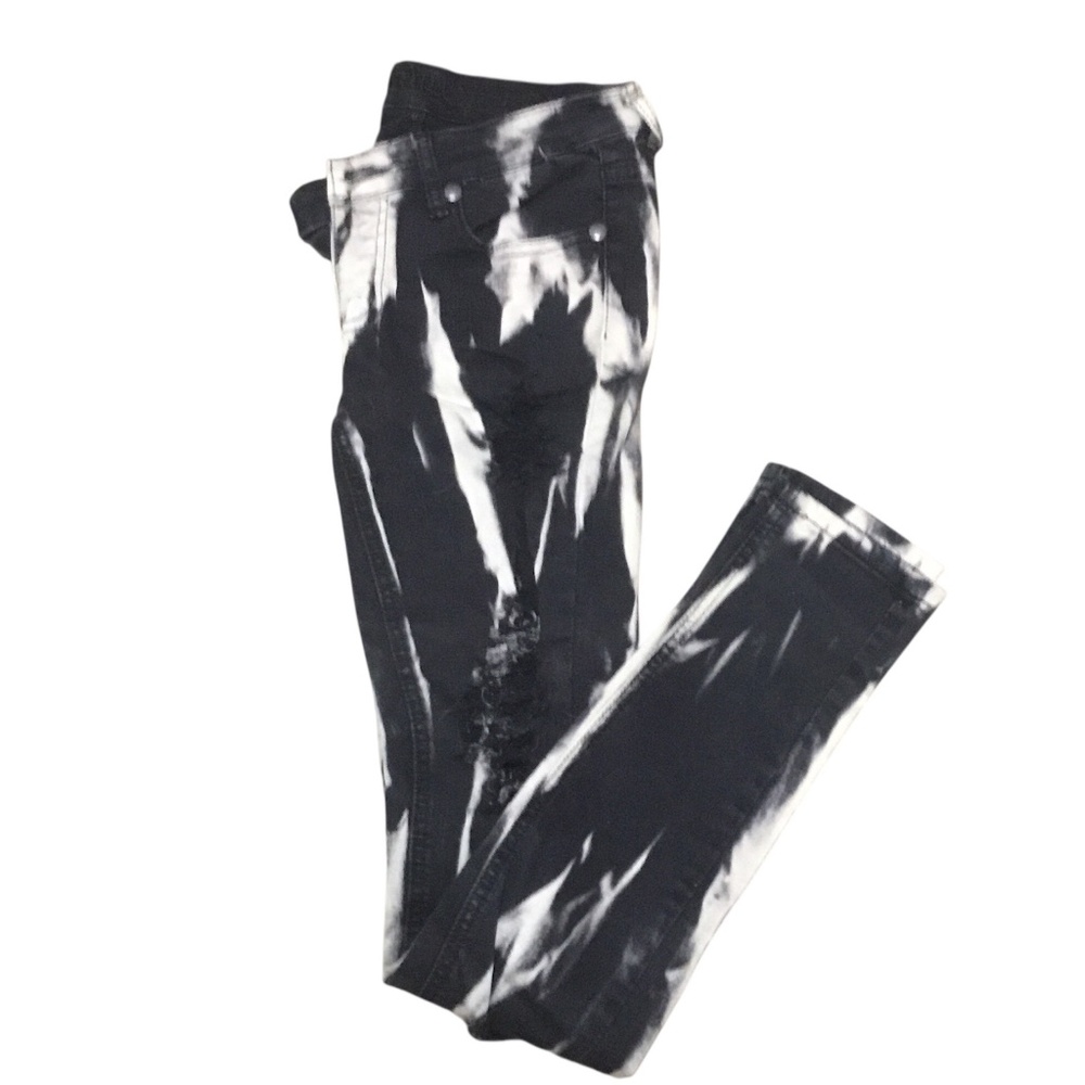 Skinny Ripped Jeans Dark Wash With Light Pattern, Edgy, Grunge